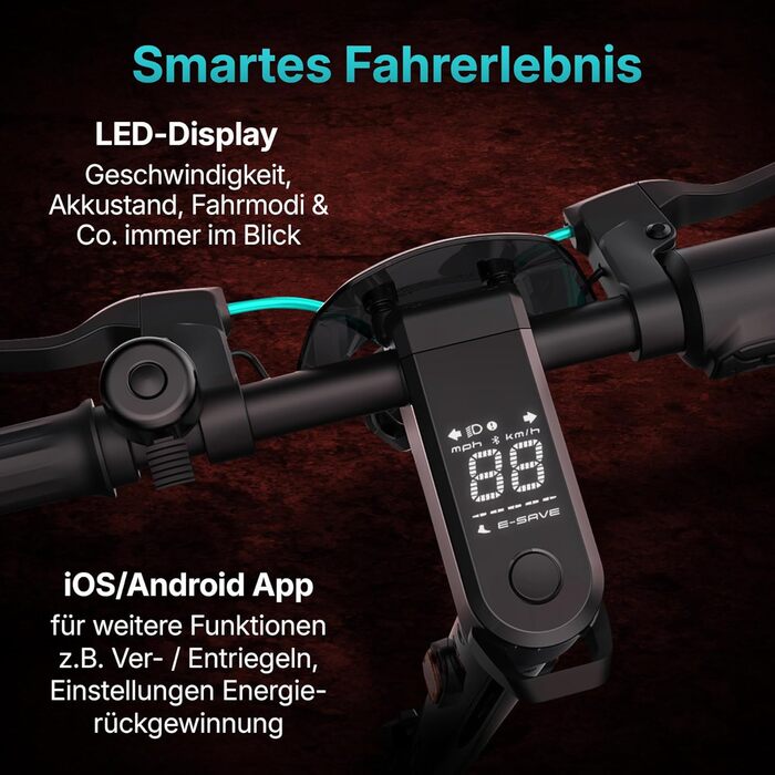 Електросамокат Odys з допуском до дорожнього руху (залежно від моделі, запас ходу до 75 км та нахил 25 відсотків, з підвіскою або без неї, вантажопідйомність 120 кг, пневматичні шини, дисплей, застосунок) електричний самокат, електричний самокат, запас хо