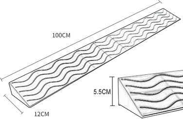 Пандус для інвалідного візка Пандус для інвалідного візка Дверний поріг 60 мм Бордюрний пандус Портативні легкі пластикові пандуси для тротуару, скутера, велосипеда, мотоцикла (Колір чорний , Розмір 100 * 12 * 5,5 см ) 100 * 12 * 5,5 см Чорний
