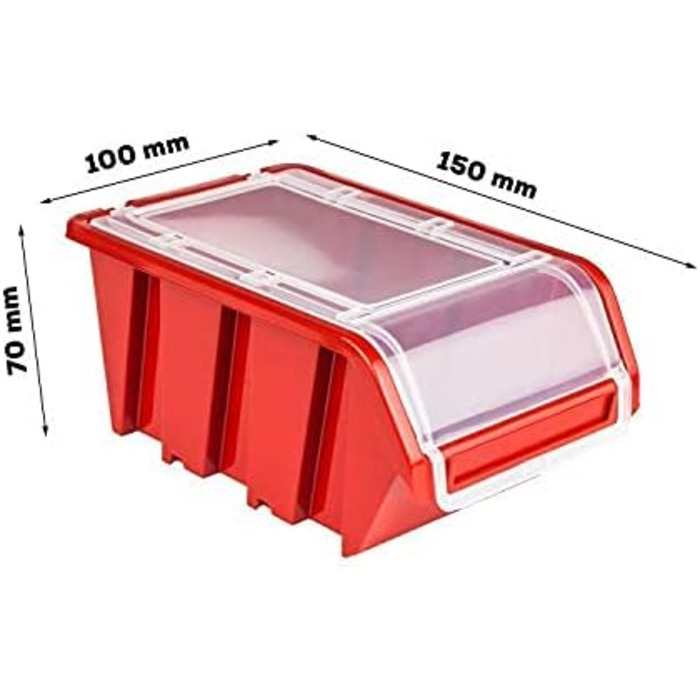 Коробка з кришкою настінна полиця 80 x 80 см, коробки, що штабелюються, контейнери для зберігання, відкриті коробки для зберігання, система зберігання, червоний/чорний