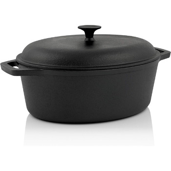 Чавунна сковорода BBQ-Toro чавунна каструля 6,4 л каструля 33 х 26 см з кришкою кокотниця для гриля та духовки чавунна запіканка з