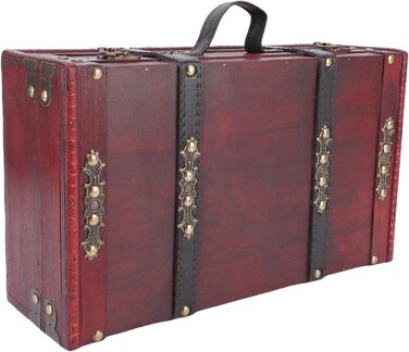 Вінтажна дерев&39яна валіза, декоративна скринька в античному стилі, портативна дорожня скриня/скриня для скарбів з ручкою зі штучної шкіри, ідеально підходить для передпокою, офісу, вітальні чи кабінету