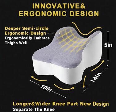 Подушка для колін для сну на боці Ергономічна подушка для ніг підтримує стегна та коліна, покращує поставу під час сну, зі знімним чохлом, який можна прати, білий колір