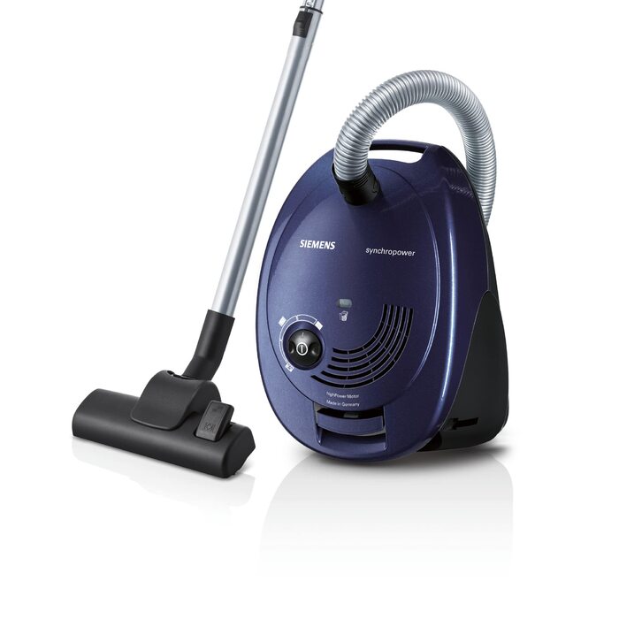 Пилосос із мішком Siemens synchropower VS06B1110, 700 Вт, Moonlight Blue гігієнічний фільтр, насадка для твердих поверхонь та килимів, щілинна насадка, висока потужність всмоктування, довгий кабель