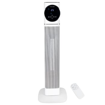 Електричний вентилятор-обігрівач, керамічний нагрівач PTC потужністю 2500 Вт з коливаннями 90, 9-годинним таймером та захистом від перегріву/перекидання, компактний та тихий, енергозберігаючий для офісів