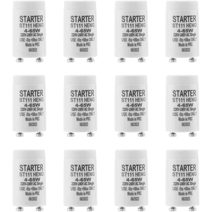 Стартер для люмінесцентних ламп 4-65 Вт стартер longlife ST111 220-240 В стартер для люмінесцентної лампи люмінесцентної лампи, 12 шт.