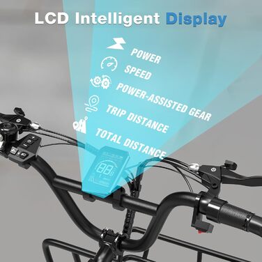 Дюймовий триколісний електровелосипед, знімний акумулятор 48 В 18 Аг, розблокування NFC, передачі вперед і назад, з товстими шинами, фара, вантажний велосипед, вантажопідйомність 200 кг, сірий, 20-