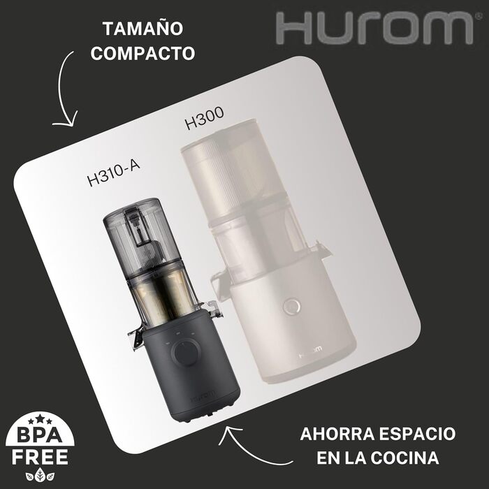 ГУРОМ Соковижималка для овочів і фруктів Повільна соковижималка H310A Електричний холодний прес Тихий двигун Легко чистити 220 мл 100 Вт Не містить бісфенолу А Тонкий дизайн Антрацитове вугілля