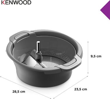 Ситечко та насадка Kenwood KAT20.000GY, аксесуари для кухонних комбайнів Kenwood, для проціджування фруктів, овочів та сухих продуктів, можна мити в посудомийній машині, сірий одномісний