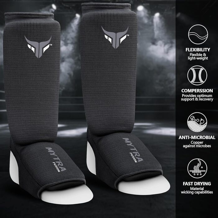 Дитячі щитки для гомілок для кікбоксингу, легкі щитки для гомілок, розтяжні м&39які тренувальні щитки для муай-тай та ММА, дитячі розмір XXS, чорні