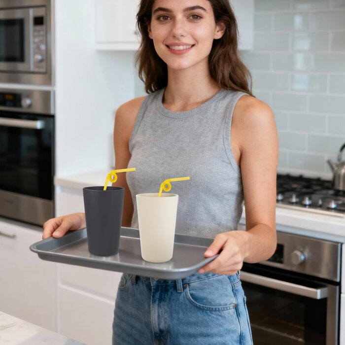 Чашки для пиття, Набір з 8 шт. , 710 мл, Багаторазові пластикові чашки для кави, Кружка для кемпінгу, вечірок, пікніків, Чашки для пиття для дорослих, Можна мити в посудомийній машині та використовувати в мікрохвильовій печі, Темні