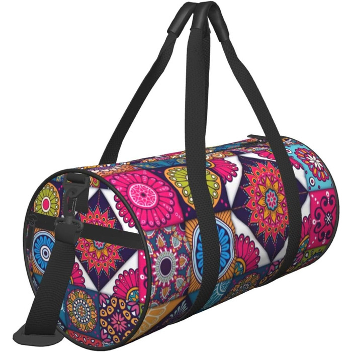 Спортивна дорожня сумка-мішок з візерунком Арабський Індіанець у клітинку, чорна, універсальний розмір, сумка для подорожей та на ніч