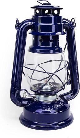 Газова лампа 30 см, синя, з порошковим покриттям, скляна, штормовий ліхтар, кемпінгова