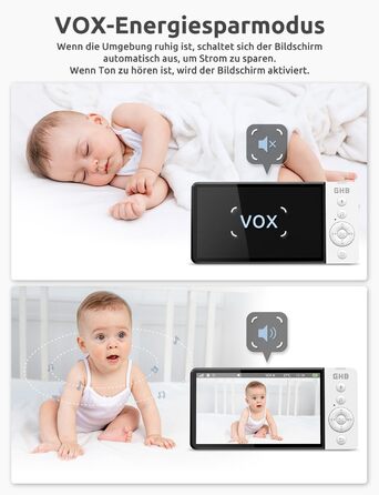 Монітор для дітей з камерою 5 дюймів 720P HD 5000mAh IPS Дисплей Режим VOX Цифрове збільшення Нічне бачення Домофон Дисплей темпер