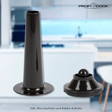 Електрична м'ясорубка Profi Cook PC-FW 1172, 1800 Вт, для м'яса, ковбас та печива, 2 кг/хв, з насадками для ковбас, кеббе та 3 сталевими дисками, нержавіюча сталь, срібляста