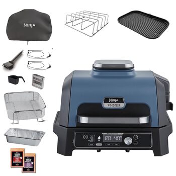 Електричний BBQ-гриль-смокер Ninja Woodfire Pro Connect XL, синій/чорний