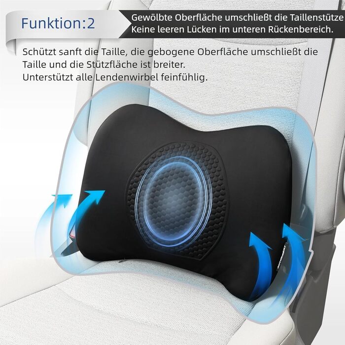 Поперекова опорна подушка з піною з ефектом пам&39яті, ергономічна спинка для автомобілів, офісних стільців, автокрісел та інвалідних візків, регульована, зручна, дихаюча гелева поперекова подушка для подорожей, сну та роботи