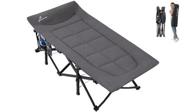 Розкладне ліжечко/гостьове ліжко Sportneer, до 204 кг, 20079 см, туристичне ліжко, розкладне ліжечко для кемпінгу, подорожей, використання в приміщенні, на вулиці, на пляжі та в саду, більший розмір 200 x 79 x 50 см, сірий
