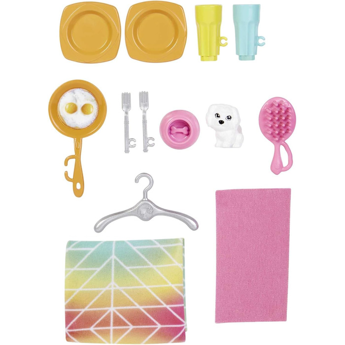 Ляльковий будиночок Барбі (70,6 x 51,4 см) з 4 ігровими зонами, повністю мебльований аксесуарами та меблями, обертається на 360, складається, лялька, подарунок для дітей віком від 3 років, HHY40