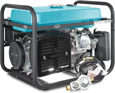 Генератор на зрідженому паливі/бензині K&S Knner&Shnen KS 5000E G серії DUAL FUEL, аварійний генератор потужністю 4500 Вт, ручний/електричний запуск, 2x16A, 12 В, генератор з (AVR), генератор живлення, захист генератора від короткого замикання Blue5eg