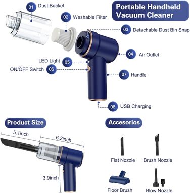 Акумуляторний ручний пилосос, автомобільний пилосос POYET, міні-пилосос, автомобільний пилосос з потужним всмоктуванням, що переза