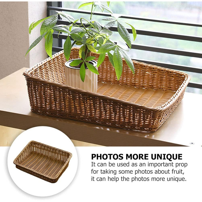 Плетений кошик для зберігання BESTonZON, квадратний, 40x30x12 см, кошик для фруктів, хлібниця, сервірувальний кошик, органайзер для робочого столу, багатофункціональна коробка для зберігання