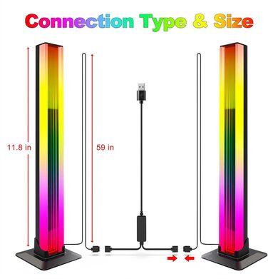 Розумна світлодіодна панель, RGB світлова панель, ігрова світлова панель, RGB телевізор з підсвічуванням лампи з підсвічуванням, з додатком і пультом дистанційного керування, для ігор, декору, ПК, телевізора, прикраси кімнати, 2 шт.