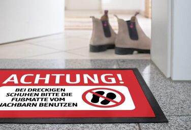 Килимок MoonWorks Увага Якщо ваше взуття брудне, будь ласка, скористайтеся килимком сусіда. Забавний, нековзний та миється. Чорний, 60x40 см. Увага, чорний