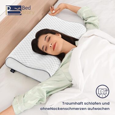 Подушка BedStory з піни з ефектом пам&39яті, регульована по висоті подушка для шиї, ергономічна подушка, подушка для сну на боці для спини та живота (60x36x12/10 см) 36x60x10/12 см