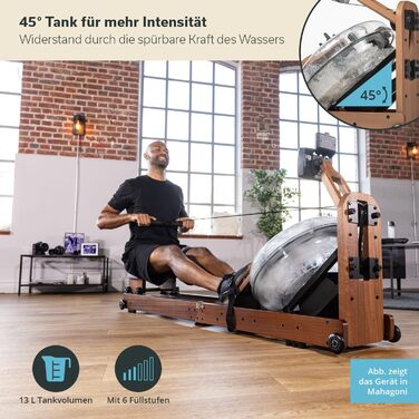 Дерев&39яний складний водний гребний тренажер Skandika Nytta Дерев&39яний водний гребний тренажер з баком 45, зібраний на 95, швидке складання, виготовлений з масиву європейського бука, сумісний із додатком Kinomap, домашній гребний тренажер, темний бук