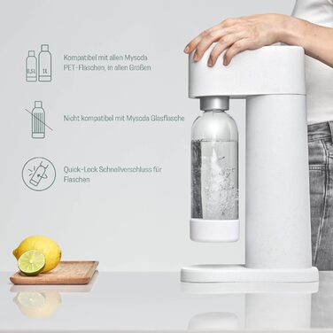 Деревний поновлюваний деревний композитний виробник газованої води з пластиковою пляшкою без BPA об'ємом 1 л (без балона CO2) - білий один розмір білого кольору