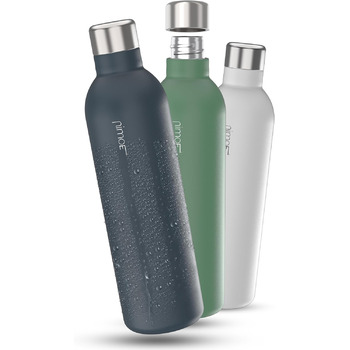 Сумісний з Sodastream DUO, E-DUO Пляшка з нержавіючої сталі об'ємом 1 л з порошковим покриттям Металева пляшка, яку можна мити в посудомийній машині для подорожей 100 герметичне деревне вугілля