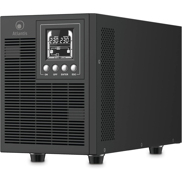 ДБЖ Atlantis A03-OP1502P PRO PRO UPS OnLine Сервер з подвійним перетворенням чистої синусоїди 1500 ВА 1350 Вт, вежа, РК-дисплей, USB, послідовний RS-232, 4 виходи IEC, слот SNMP, 3x12V-9Ah