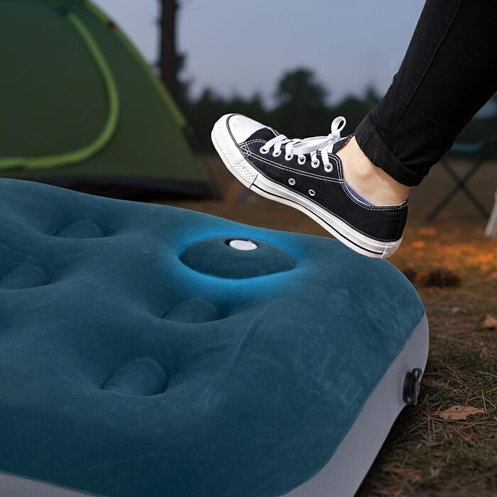 Надувний матрац AVENLI, надувне ліжко для кемпінгу з вбудованим ножним насосом для 1 особи, 1973x22 см, надувний матрац, гостьове ліжко, м&39яка спальна поверхня з флокованим чохлом, дорожнє ліжко для кемпінгу та дому