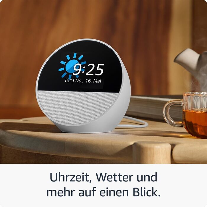 Новий Storeo Echo Spot (2024), розумний будильник з насиченим звуком і Alexa, Black