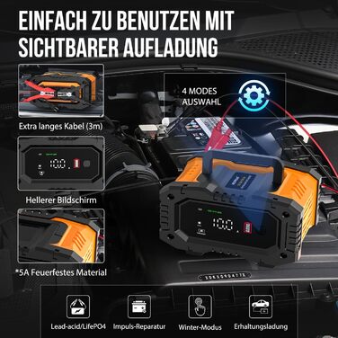 Автомобільний зарядний пристрій NEXPEAK NC202 10A, 12В 24В LiFePO4 зарядний пристрій, зарядний пристрій для акумуляторів, автомобі