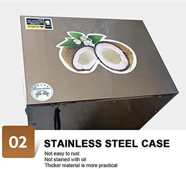 Комерційний подрібнювач скребків для кокосової терки, електрична терка для кокосових горіхів 300 Вт 50-60 шт. /год, нарізка кокосового горіха, вертикальний кокос для бізнесу з переробки кокосів, ресторан, пекарня