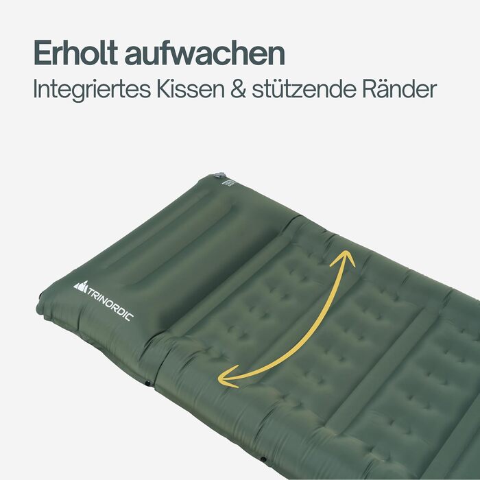 Надзвичайно товстий надувний килимок для сну - товщиною 12 см та шириною 70 см з ножним насосом та подушкою - Надувний матрац для кемпінгу з невеликим розміром упаковки для активного відпочинку, походів та велопрогулянок