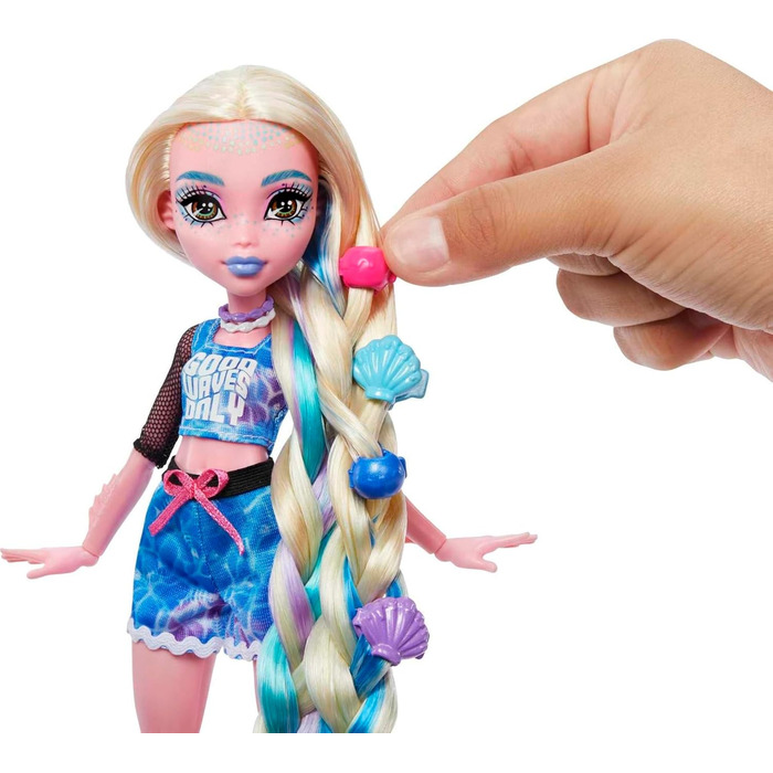 Лялька Monster High, набір для спа-дня Lagoona Blue з аксесуарами Wear and Share, такими як шпильки для волосся, крейда для волосся та татуювання (HKY69)