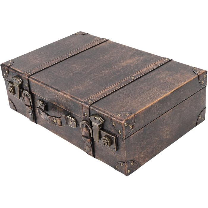 Декоративний вінтажний футляр для зберігання, чарівна ретро-скриня для багажу, реквізиту для весільної фотографії, антикварна скриня для декору кімнати для гостей, 45 x 30 x 15 см (коричневий)