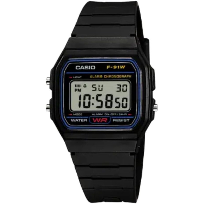 Цифровий наручний годинник унісекс Casio Collection F-91W Black