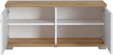 Шафа для одягу Lomadox 5 предметів з дзеркалом та лавкою для взуття в білому кольорі з дубом Шафа для передпокою в сучасному стилі