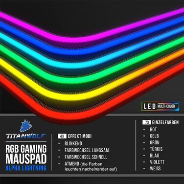 Килимок для ігрової миші XXXL RGB - 1200 x 600 мм - килимок для миші - LED Multi Color - 7 кольорів світлодіодів плюс 4 режими ефе