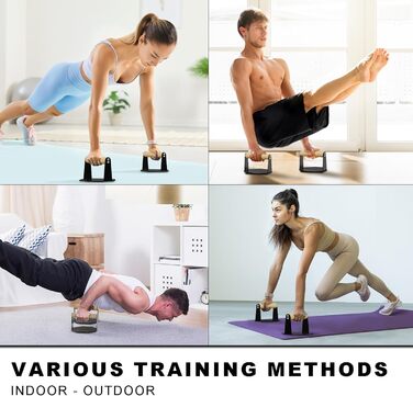 Стійка для віджимань 5BILLION - Тренування в домашньому спортзалі - Підходить для качання м&39язів та підтягувань - Рукоятка з пінопласту (чорна) (залізо дерево)