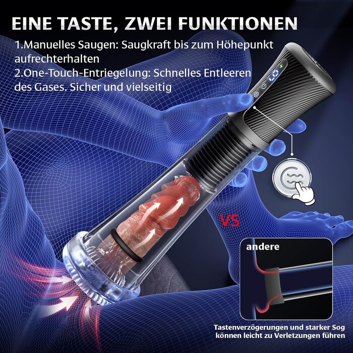 Мастурбатор Gobeken, електричний, з функцією вакуумного смоктання та вібрації, 9 режимів вібрації та 5 режимів вакууму