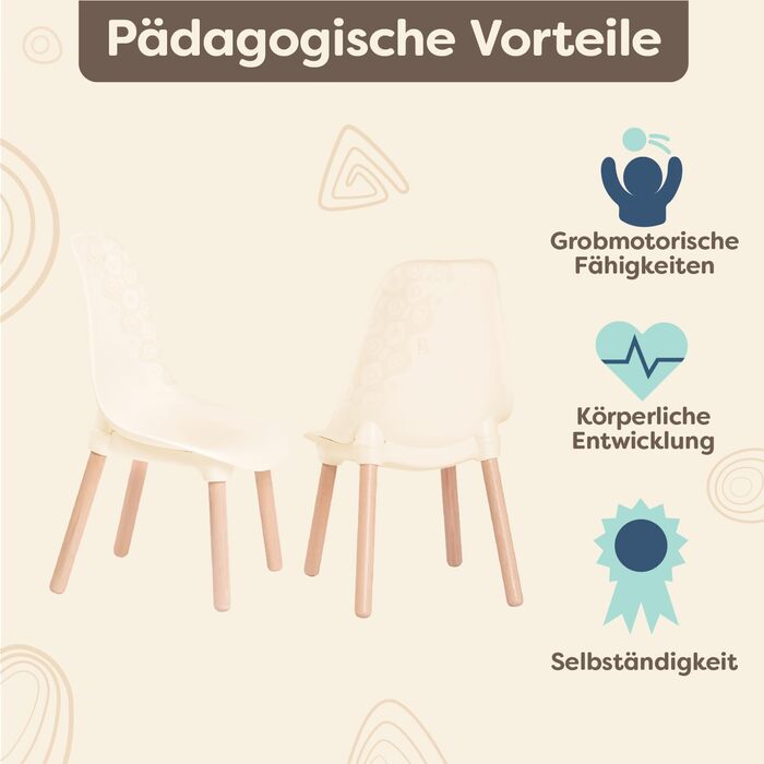 Набір з 2 дитячих меблів Дитячі стільці на ніжках - міцні, стильні стільці в кремово-білому кольорі та дереві для дітей від 3 рокі