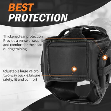 Шолом FIVING для боксу, захист голови для бойових мистецтв, тренувань з ММА, кікбоксинг, шолом для муай-тай, греплінгу, кікбоксингу, розмір L, чорний