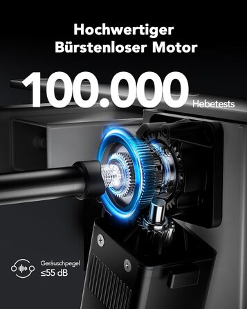 Каркас столу HUANUO з регульованою висотою та безщітковим двигуном, вантажопідйомність 100 кг, ніжки столу, регульована висота каркаса столу для стільниць 110x200 см, тільки каркас, чорний