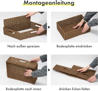 Складані кошики для одягу, Складані кошики з паперової мотузки з натуральних інгредієнтів для організації, Міцні кошики з ручками, Організатори для шаф та полиць, Складані кошики для одягу (чорний, M) Чорний M