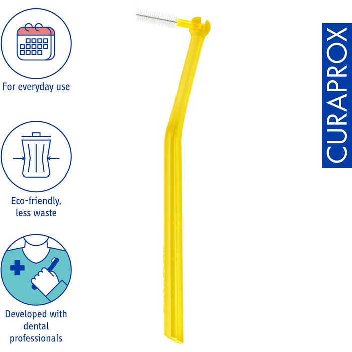 Щітки Curaprox Interdental CPS 09 prime plus (Пучок 3 шт. и), жовтий, діаметр 0,9 мм, ефективність 4 мм, набір з 15 міжзубних йоржиків CPS Prime 09 і 3 тримачів UHS 451 жовтий (1 упаковка)