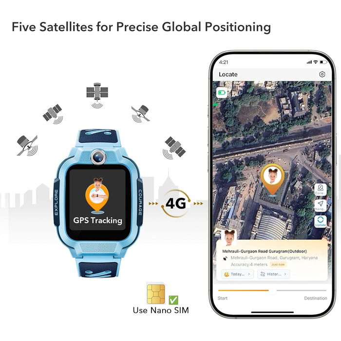 Дитячий смарт-годинник imoo Z3 із SIM-карткою, дитячий смарт-годинник 4G із водонепроникністю IP68, режим для класу, екран 1,5 дюйма, 8 ГБ ROM, крокомір, годинник для хлопчиків (синій) Синій 1 Z3